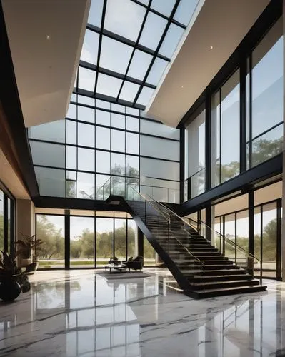 luxury home interior,interior modern design,atriums,glass wall,glass facade,structural glass,glass roof,lobby,daylighting,modern office,contemporary decor,atrium,revit,foyer,modern architecture,3d rendering,entrance hall,glass tiles,glass facades,cochere,Illustration,American Style,American Style 09