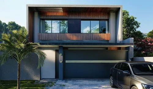 this house has a car parked in front,fresnaye,modern house,modern architecture,eichler,dunes house,house shape,Photography,General,Realistic