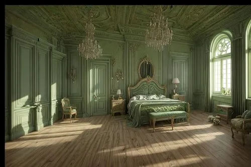 Light Green rococo rich bedroom,ornate room,danish room,sleeping room,versailles,bedroom,blue room,great room,abandoned room,the little girl's room,children's bedroom,rooms,neoclassical,rococo,four po