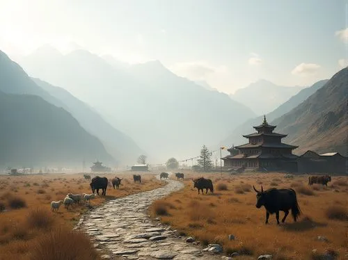 koryaks,yaks,alpine pastures,mountain cows,inner mongolian beauty,himalayans,herders,mountain pasture,khangai,everest region,wangchuck,yunnan,kangding,yak,kurai steppe,nomads,mountain village,steppe,huadian,daocheng,Photography,General,Realistic