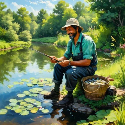 fisherman,landscaper,version john the fisherman,pescador,flyfishing,flyfishers,Conceptual Art,Fantasy,Fantasy 14