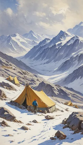 tent camp,tents,campire,the pamir mountains,tent,camping tents,campsite,pamir,indian tent,tent camping,tourist camp,nunatak,large tent,baffin island,snow shelter,mongolia eastern,mongolia,yurts,the mongolian-russian border mountains,mongolian,Art,Classical Oil Painting,Classical Oil Painting 11