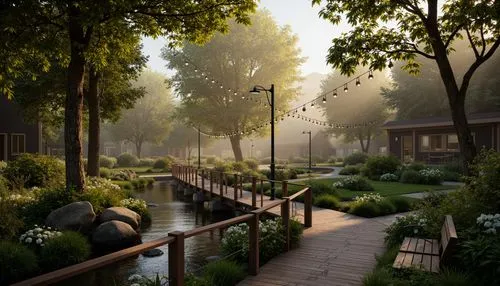 riverwood,urban park,streamwood,riverside,nature garden,cryengine,sansar,arbor,forest path,pathway,uzak,morning mist,aurora village,idyllic,riftwar,netherwood,flooded pathway,butterfields,biopolis,forest lake