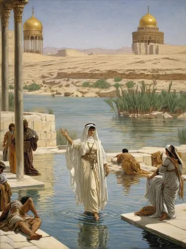 'By the Waters of Babylon' Painting by James Jacques Joseph Tissot (1836 - 1902),genesis land in jerusalem,dead sea scroll,jordan river,woman at the well,orientalism,qasr al watan,bathing,qasr azraq,b