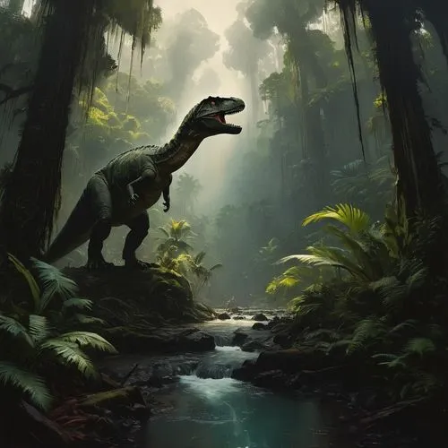 baryonyx,cretaceous,mesozoic,synapsid,paleoenvironment,dinosaurian,jurassic,prehistoric,guanlong,dromaeosaurid,phytosaur,ankylosaurid,triassic,theropod,dinosauria,phytosaurs,restoration,titanosaurian,theropoda,eoraptor,Conceptual Art,Oil color,Oil Color 11