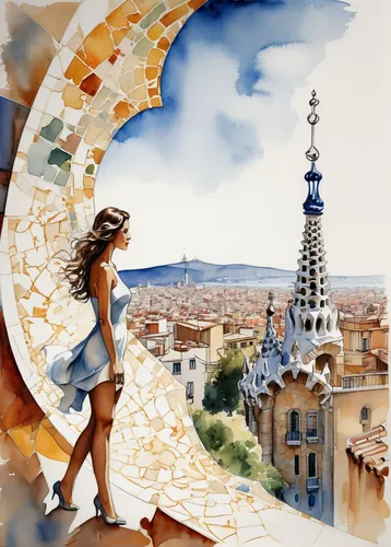 watercolor paris,watercolor paris balcony,spanish steps,watercolor painting,toledo,gaudí,toledo spain,italian painter,watercolor,fashion illustration,paris clip art,globe trotter,watercolor paint,hamelin,world digital painting,art painting,watercolors,travel woman,universal exhibition of paris,watercolor background,Unique,Design,Blueprint