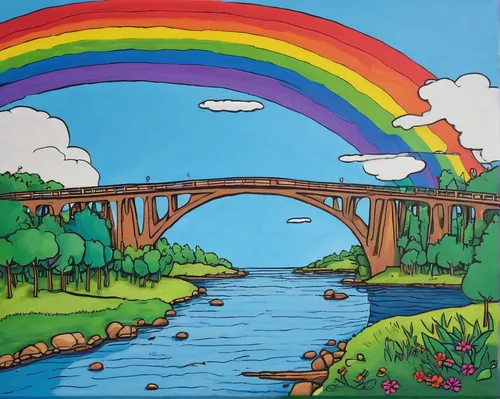 rainbow bridge,tied-arch bridge,bridge arch,arch bridge,angel bridge,cantilever bridge,stone arch,rainbow background,scenic bridge,truss bridge,love bridge,coloring page,hangman's bridge,coloring picture,rainbow pencil background,suspension bridge,viola bridge,bridge,bridges,bailey bridge,Illustration,Children,Children 06