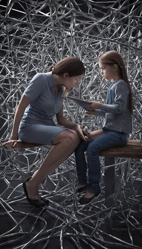 mom and daughter working together,photo manipulation,parallel worlds,conceptual photography,image manipulation,digital compositing,photomanipulation,parallel world,photoshop manipulation,optical ilusi