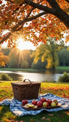 picnic basket,picnic,picnicking,autumn idyll,autumn background,autumn scenery,Photography,General,Realistic