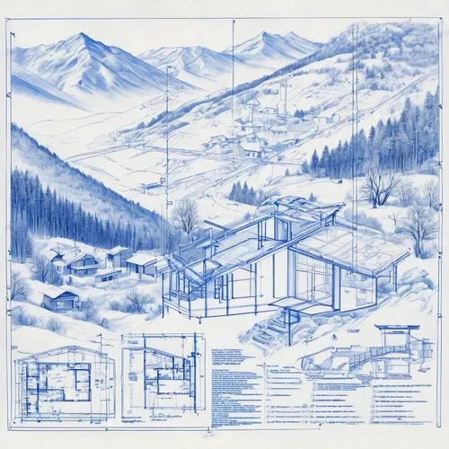 blueprint,blueprints,ski facility,ski resort,snow drawing,frame drawing,house drawing,ski station,landscape plan,sheet drawing,mountain huts,mountain hut,snow roof,architect plan,snow scene,snowhotel,archidaily,snow house,matruschka,cool woodblock images,Unique,Design,Blueprint