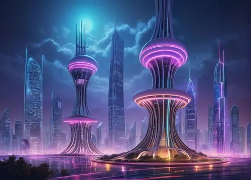 futuristic landscape,futuristic architecture,dubay,arcology,cybercity,dubia,cyberport,fantasy city,electric tower,international towers,ordos,megacorporations,khalidiya,tallest hotel dubai,urban towers,dubai,cybertown,megacorporation,mubadala,largest hotel in dubai,Illustration,Retro,Retro 08