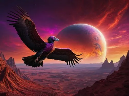 fantasy picture,hawkwind,ganymede,rapace,starhawk,inanna,purple moon,soar,birds of prey-night,eagleman,fenix,raven bird,steppe eagle,nocturnal bird,dreamtime,black macaws sari,blackbirdest,soaring,freebird,barsoom,Photography,General,Natural