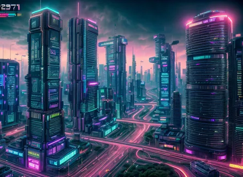 colorful city,cyberpunk,futuristic landscape,cityscape,dystopian,city skyline,metropolis,urban,city at night,city cities,fantasy city,cities,futuristic,urbanization,city blocks,urban towers,black city