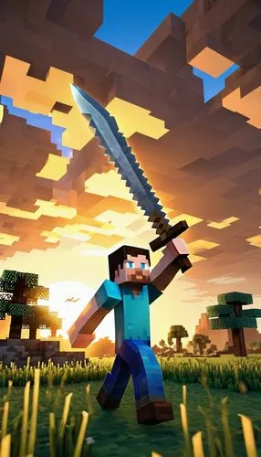 pickaxe,minecraft,lego background,3d render,action-adventure game,grass blades,blades of grass,ravine,cube background,sword fighting,3d rendered,epic sky,blade of grass,aaa,cartoon video game background,brick background,villagers,3d background,game art,swords,Conceptual Art,Sci-Fi,Sci-Fi 19