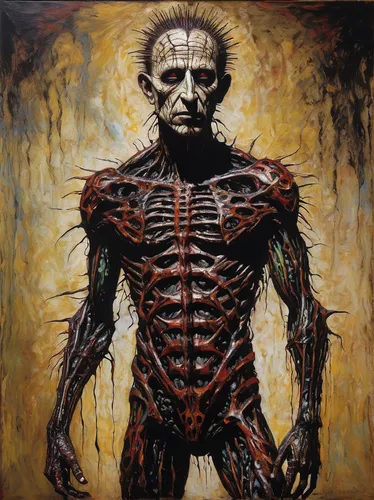 primitive man,endoskeleton,muscular system,anatomical,hag,autopsy,humanoid,flesh eater,frankenstein,the human body,iridigorgia,human body,biomechanical,human anatomy,neoplasia,cybernetics,walker,the morgue,disfigurement,old human,Illustration,Realistic Fantasy,Realistic Fantasy 33