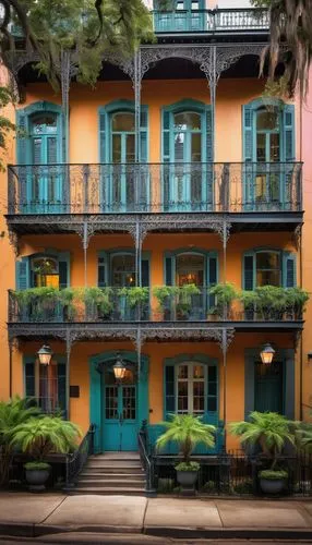 french quarters,nola,tulane,portofino,new orleans,neworleans,coconut grove,townhouses,mizner,row houses,hanoi,rowhouses,colorful facade,sarasota,balconies,casa,old town house,french building,las olas suites,apartment building,Art,Artistic Painting,Artistic Painting 33