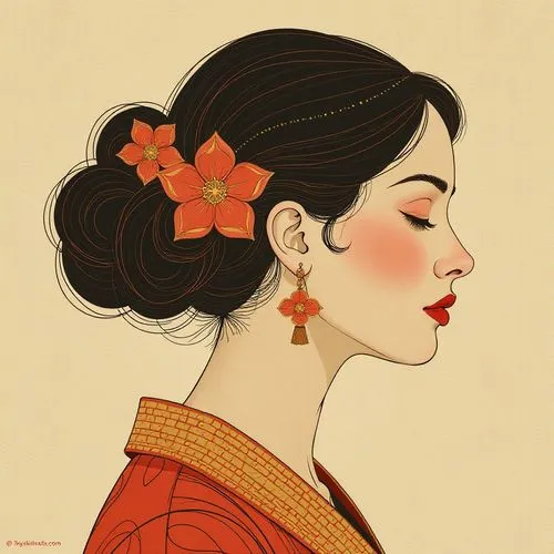 geisha girl,geiko,oriental girl,sichuanese,japanese woman,vintage illustration,Illustration,Vector,Vector 08