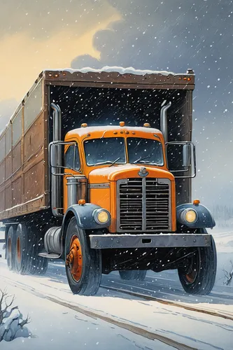 snowplow,tractor trailer,freight transport,snow plow,ford cargo,christmas pick up truck,christmas truck,peterbilt,winter service,freight wagon,freight,truck stop,18-wheeler,long cargo truck,delivery trucks,ford mainline,ford truck,freight car,boxcar,truck driver,Illustration,Retro,Retro 19