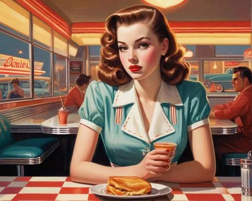 retro diner,fifties,diners,50's style,retro pin up girls,retro pin up girl,waitress,luncheonette,diner,retro woman,retro women,woman holding pie,pin ups,retro girl,pin up girl,pin-up girl,valentine day's pin up,cigarette girl,pin-up girls,pin up girls,Conceptual Art,Daily,Daily 12