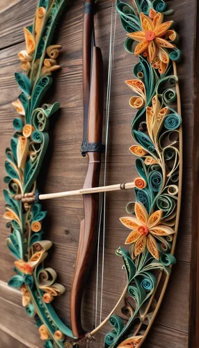 traditional bow,harp with flowers,vintage embroidery,celtic harp,embroidered leaves,western concert flute,floral wreath,bookmark with flowers,plucked string instrument,stringed bowed instrument,traditional pattern,embroidery,door wreath,fire poker flower,floral garland,charango,floral ornament,rose wreath,bowed string instrument,needlework,Unique,Paper Cuts,Paper Cuts 09