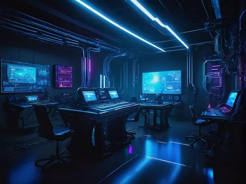 computer room,sci fi surgery room,game room,the server room,ufo interior,cyberpunk,control center,working space,computer workstation,blue room,aqua studio,research station,study room,computer desk,cyber,nightclub,neon human resources,laboratory,modern office,conference room,Illustration,Vector,Vector 05