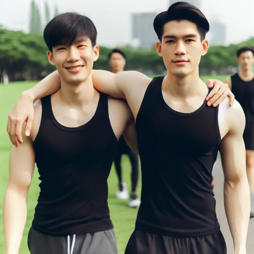 twin towers,pair of dumbbells,sleeveless shirt,twin tower,yun niang fresh in mind,tan chen chen,male ballet dancer,muscles,workout icons,muscle angle,long-distance running,physical exercise,biceps,kai