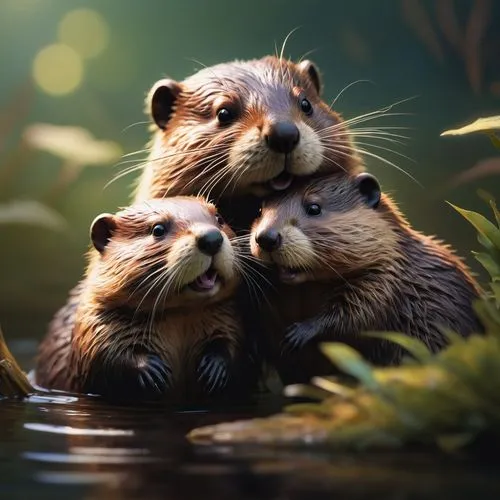 Male beaver and female beaver an beaver baby,otters,otterness,beavers,loutre,otter,otterlo,otterloo,otter baby,wilderotter,disneynature,chipmunks,cute animals,nutria,mustelids,woodchucks,muskrats,marm