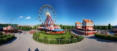 amusement park,a carnival ride in an amut park,stereographic,360 ° panorama,zamperla,photosphere,prater,westonzoyland,funfairs,emmen,nasstrom,olympiapark,amusement park,walibi,liseberg,kurpark,panoram