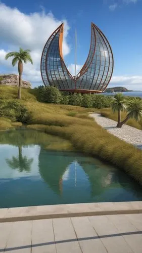 futuristic architecture,arcology,futuristic landscape,3d rendering,seasteading,futuristic art museum,solar cell base,harborfront,ecotopia,floating islands,amazonica,mayakoba,virtual landscape,unbuilt,renderings,imperial shores,artificial islands,terraformed,waterside,ordos,Photography,General,Realistic