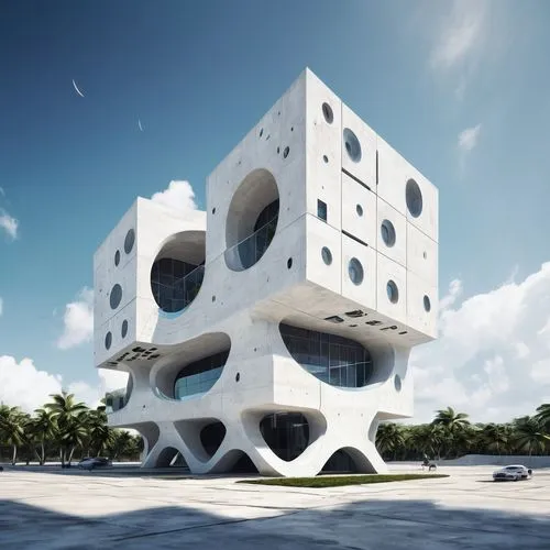 cube stilt houses,cubic house,cube house,morphosis,building honeycomb,futuristic architecture,modern architecture,honeycomb structure,cubic,3d rendering,arhitecture,bjarke,edificio,apartment building,multistorey,sky apartment,interlace,concrete blocks,cuboid,futuristic art museum,Conceptual Art,Sci-Fi,Sci-Fi 24