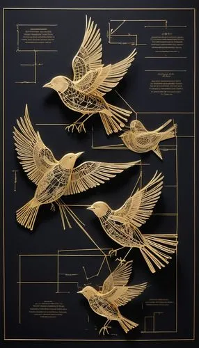 birds gold,constellation swan,decoration bird,key birds,gold foil art,birds in flight,weathervane design,flying birds,eagle vector,bird migration,doves,bird flight,blueprint,an ornamental bird,bird pattern,doves of peace,birds flying,ornamental bird,bird wing,raven sculpture,Unique,Design,Blueprint