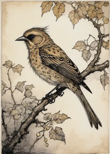 fieldfare,bird painting,bird illustration,old world oriole,passerine,flower and bird illustration,bird drawing,thrush,spring bird,sparrow,sparrow bird,brambling,grosbeak,finch,song bird,fox sparrow,varied thrush,lark,shrike,passerine bird,Illustration,Retro,Retro 25