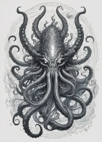 silver octopus,deep sea nautilus,kraken,cnidaria,cephalopod,nautilus,octopus,god of the sea,deep sea,water creature,sea god,supernatural creature,the vessel,giant squid,tentacles,cnidarian,octopus tentacles,shaper,corrosive,iridigorgia,Illustration,Realistic Fantasy,Realistic Fantasy 19