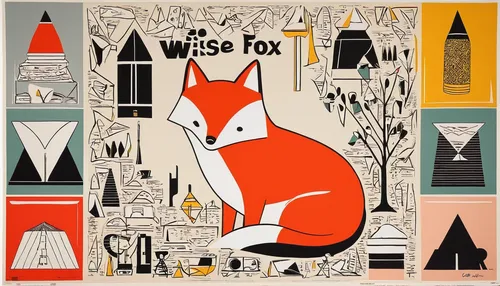 Wise Fox - Poster - Office,garden-fox tail,fox and hare,little fox,red fox,a fox,child fox,redfox,fox,fox stacked animals,kit fox,fox hunting,foxes,foxtail,swift fox,whimsical animals,grey fox,vulpes 