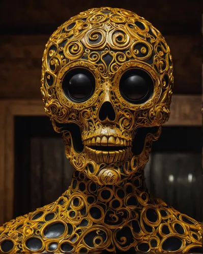 c-3po,endoskeleton,calavera,golden mask,extraterrestrial,gold mask,et,skull statue,calaverita sugar,kontroller,day of the dead frame,extraterrestrial life,scull,wooden mannequin,png sculpture,alien warrior,skull sculpture,skull bones,3d render,artist's mannequin,Art,Artistic Painting,Artistic Painting 32