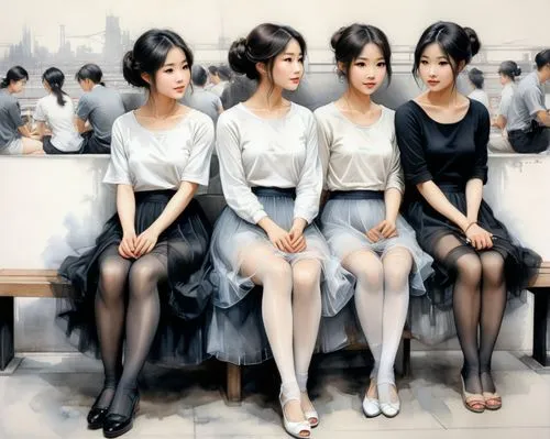 maidservants,shinsegae,countesses,demoiselles,fashion dolls,asiaticas,debutantes,ronettes,ladytron,davichi,dress walk black,dress shop,delvaux,quintuplets,zuoying,porcelain dolls,uniformity,foundresses,koreans,shabet,Illustration,Paper based,Paper Based 30