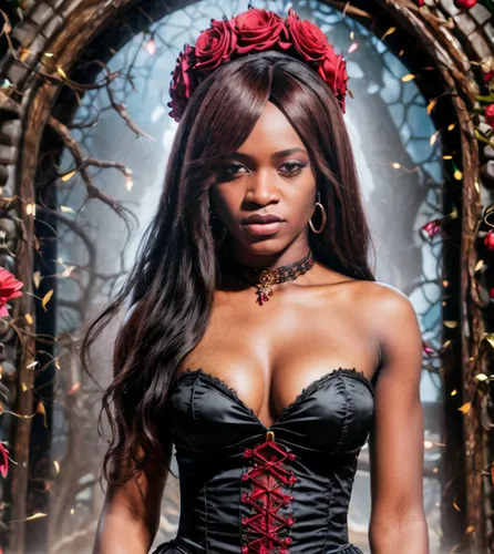 voodoo woman,queen of hearts,corset,maria bayo,rosa 'the fairy,ebony,bodice,tiana,burlesque,gothic fashion,gothic woman,christmas carol,carolina rose,lady honor,rosa ' the fairy,celtic queen,fantasy woman,sint rosa festival,black woman,queen of the night