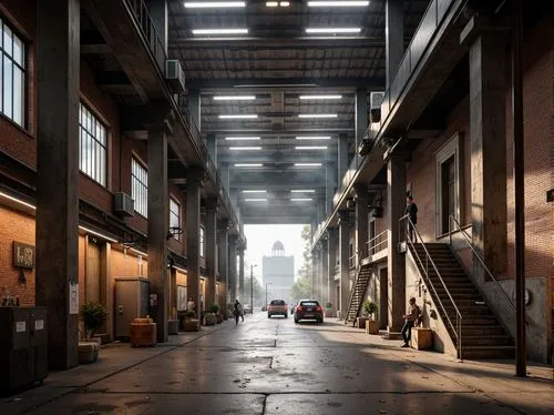 industrial hall,warehouses,carreau,eveleigh,factory hall,nihonbashi,alleyway,dogpatch,alley,warehouse,old linden alley,alleyways,railyards,tsukiji,empty factory,alleys,loading dock,fabrik,motomachi,lofts