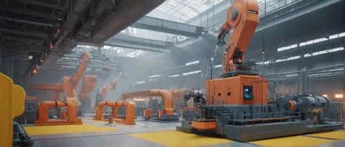 industrial robot,industry 4,yellow machinery,forklifts,danger overhead crane,heavy water factory,manufactory,factories,fanuc,manufacturera,excavators,industrial plant,dockwise,arcelormittal,machinery,manufactury,industrial landscape,industrie,factory hall,steel mill,Unique,3D,Clay