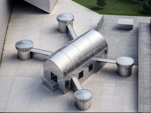 futuristic art museum,cooling tower,cooling towers,futuristic architecture,sky space concept,3d rendering,roof landscape,metal roof,concrete plant,guggenheim museum,modern architecture,concrete construction,nuclear reactor,roof domes,roof structures,jewelry（architecture）,concrete ship,aluminum,metal cladding,walt disney concert hall,Architecture,Small Public Buildings,Modern,Creative Innovation