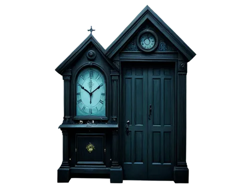 grandfather clock,cuckoo clock,blue door,fairy door,cuckoo clocks,dark cabinetry,clockmakers,clockmaker,blue doors,letter box,clockwatchers,tabernacles,doorkeeper,witch house,the threshold of the house,doorkeepers,armoire,play escape game live and win,clockings,creepy doorway,Illustration,Realistic Fantasy,Realistic Fantasy 31