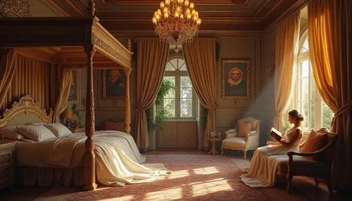 chambre,ornate room,bedchamber,ritzau,enfilade,ducale,victorian room,versailles,crillon,chateauesque,lachapelle,villa cortine palace,chateau margaux,fragonard,gournay,great room,chateaux,four poster,sleeping room,chevalerie,Photography,General,Realistic