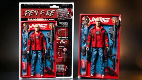 an action figure in a red shirt and blue jeans,actionfigure,action figure,covermount,collectible action figures,game figure,faceplates