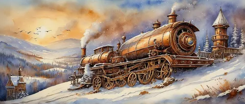 hogwarts express,wooden train,hogwarts,santa claus train,locomotive,steam locomotives,the train,winter service,ghost locomotive,steam locomotive,old train,merchant train,snow scene,steam special train,tender locomotive,steam train,train,train wagon,train engine,steam engine,Illustration,Realistic Fantasy,Realistic Fantasy 13