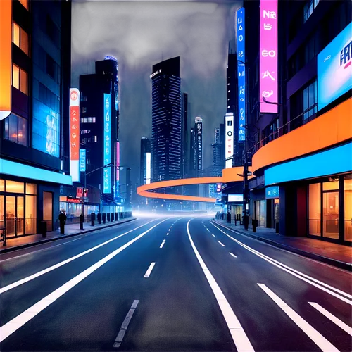 city highway,tokyo city,shinjuku,cybercity,neon arrows,tokyo,city lights,citylights,light trail,street lights,akihabara,night highway,the street,racing road,streetlights,highway lights,city at night,akiba,urbanworld,neons,Conceptual Art,Sci-Fi,Sci-Fi 24