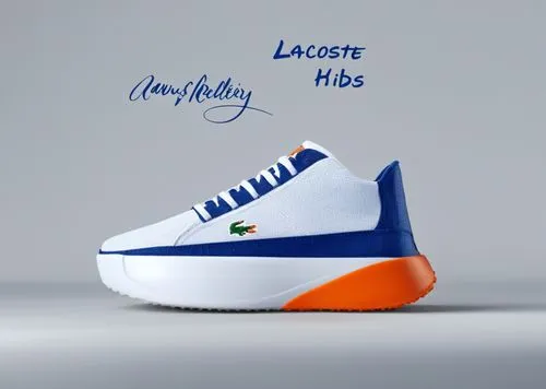 Canvas sneaker, "Lacoste" logo, sport sole white, all light blue with orange and navy accent  color scheme ,LACOSTE kids 6,hardaway,kds,goldsbury,melos,marbury,lebron james shoes,Photography,General,R