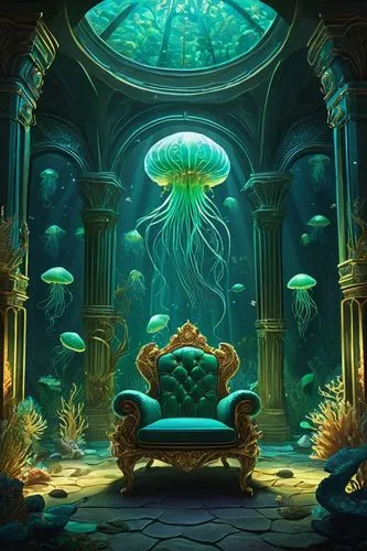 under sea,mermaid background,underwater background,under the sea,aquarium,undersea,underwater oasis,underwater landscape,mushroom island,house of the sea,fantasy picture,semiaquatic,atlantica,atlantean,underwater playground,mushroom landscape,underwater world,deep sea nautilus,aquariums,deep sea,Illustration,American Style,American Style 12