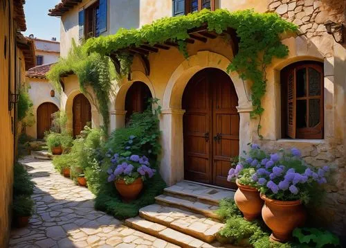 provence,provencal,provencal life,peloponnese,carmel,stone houses,south france,cortile,traditional house,tuscan,quirico,auberge,exterior decoration,toscane,mougins,beautiful home,greece,potes,tuscany,umbrian,Illustration,Realistic Fantasy,Realistic Fantasy 30