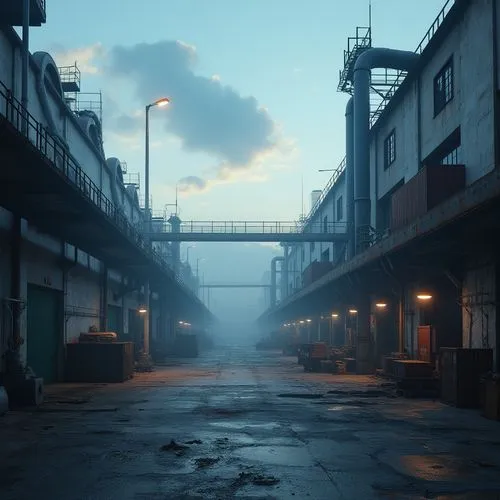 fabrik,norilsk,industrial landscape,scampia,dockyard,empty factory,alleyway,warehouses,alley,cryengine,industrial area,berth,industrial,docks,dockage,industrial ruin,cosmodrome,environments,kurilsk,morning fog,Photography,General,Realistic