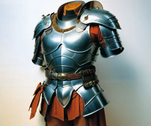 masterwork medium armor cuirass with bracers and greaves, front view,this is a knights armor replica on display,knight armor,garrison,armor,armour,cuirass,paladin,ironist,iron mask hero,lorica,armours